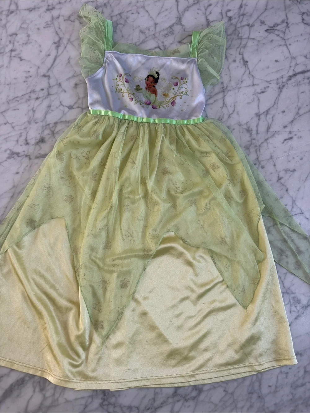 Girls Green Princess Tiana Nightgown Dress Sz 6 - Picture 3 of 6